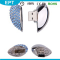 8GB Silber Kristall Herzform Schmuck USB Stick mit Halskette